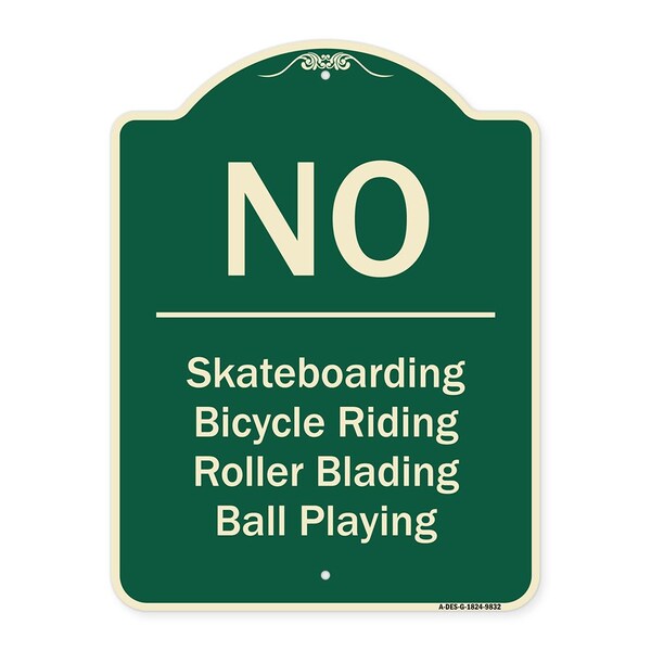 Designer Series-No-Bicycle Riding Roller Blading Ball Playing, 24" x 18", G-1824-9832